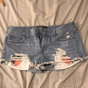 Denim Shorts With Peach/Pink Detail